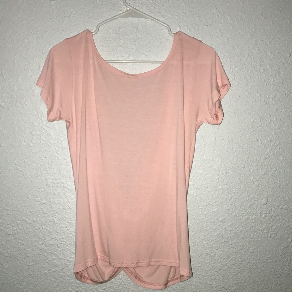 Pink shirt with open back